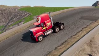 Lightning Mcqueen vs Big Mack Truck vs DOWN OF DEATH in BeamNG.drive | Big & Small Monster Truck