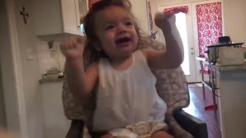 Baby does her own dances, because she is happy and angry at the same time.