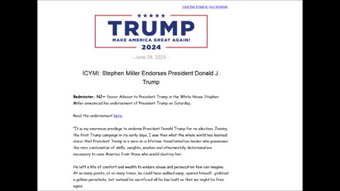 ICYMI: Stephen Miller Endorses President Donald J. Trump