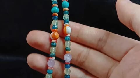 Natural turquoise and coral with spiny oyster Citrine Apatite Larimar handmade necklace