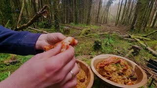 Forest feast.... Jambalaya recipe of Shrimp and rice! Relaxing cooking in the forest
