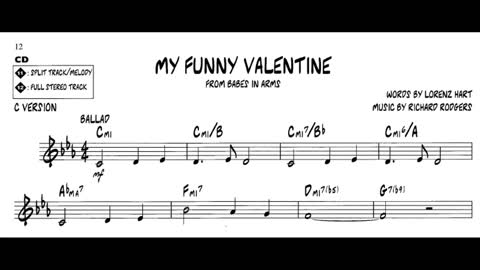 Jazz Play Along: My Funny Valentine (sheet music) with Melody