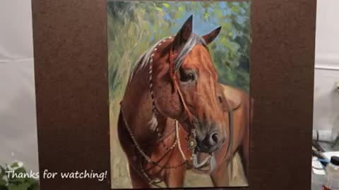 Painting a horse in oil