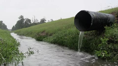 light rain with a trickle from the downspout