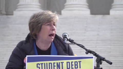 Teachers Union 'Leader' Loses It Over Student Debt, Notice Her Rainbow Pin and 'Ukraine Flag' Sign