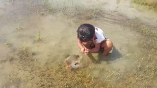 Amazing Hand Fishing Video | Smart Girl Catching Fish By Hand | Traditional Fishing In Rain Water