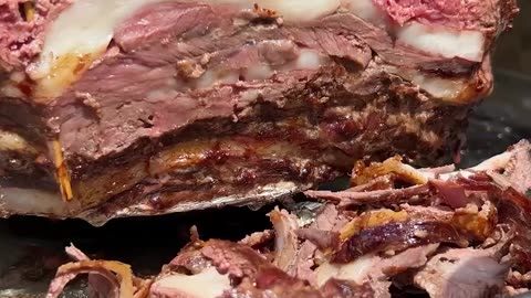 Experienced Butcher Hermit Cooks a Huge Meat Doner On Fire! This Juicy Meat Will Drive Everyone