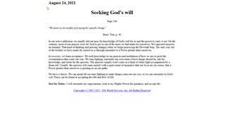 Just for Today - Seeking God's Will - 8-24-2021