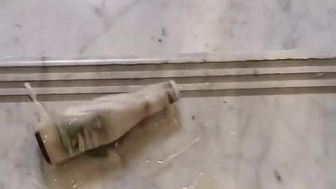 breaking glass on stairs
