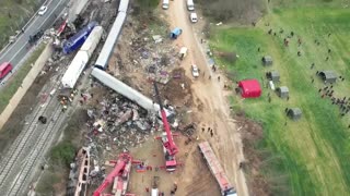 Greece train crash: Drone footage reveals aftermath of 'indescribable tragedy'