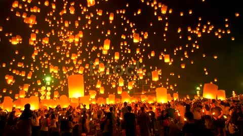 Sky Lantern Loi Krathong Traditional Festival.