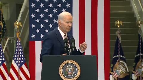 Biden gets very confused as he attempts to leave the stage following his remarks