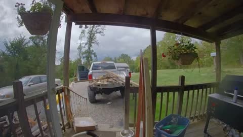 Stepdaughter Rolls Truck Back into Porch Trying to Roll Windows Up