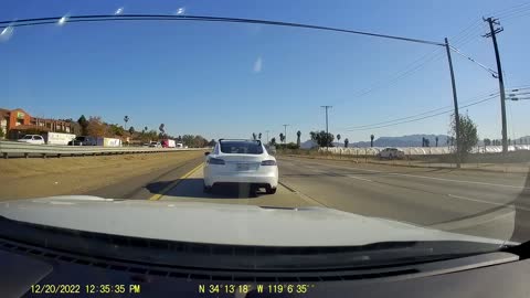 Idiot Tesla slows down and refuses to leave passing lane (short version)