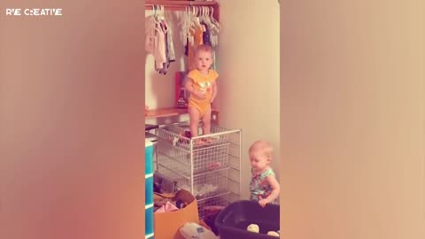 Funny baby twin fights.