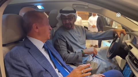 President Erdogan and UAE President Al Nahyan drove around the streets of Abu Dhabi in Togg