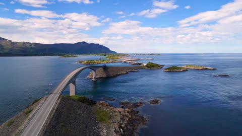 atlantic ocean road aerial footage norway