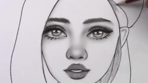 Pencil drawing of a beautiful girl