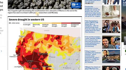 U.S. SW IS EXPERIENCING A MEGA DROUGHT WHOSE WATER SUPPLIES 70 MIL & ELECTRICITY FOR 5.8 MIL