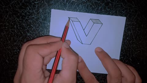 How to draw shadow alphabet | 3D letter V | 3D Trick Art on paper
