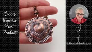 Ruffled Repousse Copper Heart to Heart Pendant