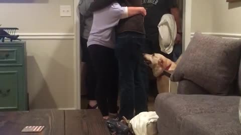 Thanksgiving surprise! Son surprises mom