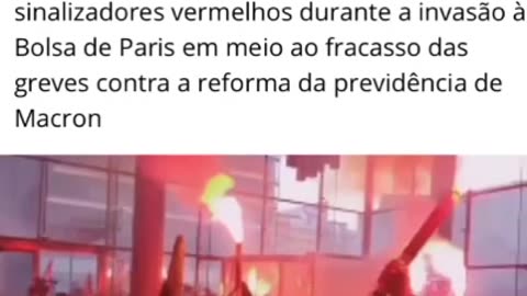 Manifestações na Bolsa de Valores da França contra reforma da previdência