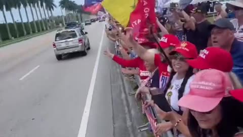 Trump acknowledges his supporters outside Mar-a-Lago