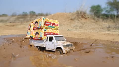 Bolero Pickup Stuck in Mud pulling Out JCB 3DX Parle G Loading Tractor Tata Ace Cartoo