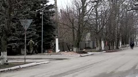 Russian forces filmed in captured Luhansk town