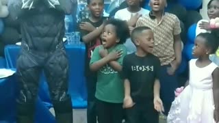 Wakanda forever battle cry with black panther at a birthday party in Richmond Texas