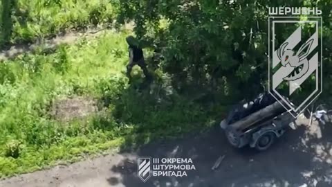 Ruzzians also use the sidecar motorcycles. This time Ukrainian drones helped them to end the season…
