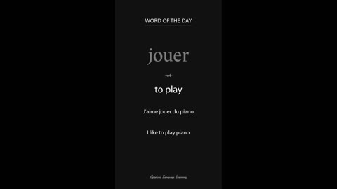French - Word of the Day - Jouer #SHORTS