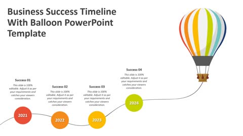 Business Success Timeline with Balloon PowerPoint Template