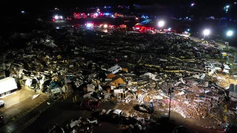 A candle factory destroyed by a Strong Tornado December 11, 2021