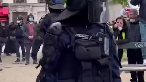 Cocky French Police Taunting Rioters In France Gets Hit In The Head With An Object🍿🍿🍿