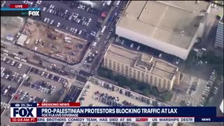 Israel-Hamas war- Pro-Palestinian protesters block traffic at LAX - LiveNOW from FOX