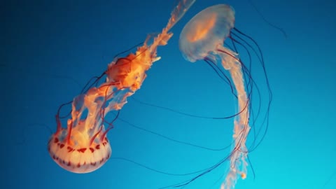 Jellyfish are frolicking! Underwater world!