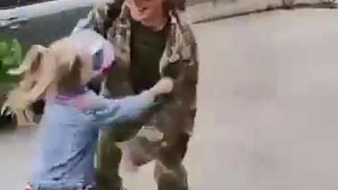 A Russian soldier returns home to his young daughter.
