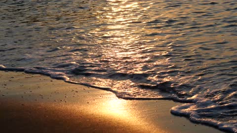 Sea Wave Golden Sand Sunrise Ocean Water 4k video