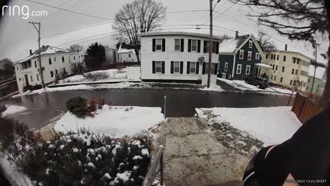 Weary Woman Slips on Ice