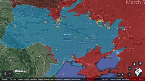 Russo-Ukrainian War 5th of March Mapped using Google Earth