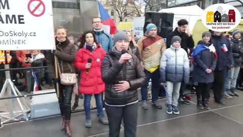 Soňa Peková na demonstraci na Václaváku, 30.1.2022