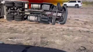 New footage of truck carrying nitric acid a hazardous material overturned on I-10 in Tucson, Arizona