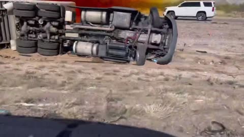 New footage of truck carrying nitric acid a hazardous material overturned on I-10 in Tucson, Arizona