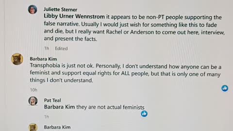 Libby Wennstrom Hate Group thinks we are Trans Phobic and they are Righteous