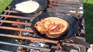 Buckwheat pancakes on the campfire