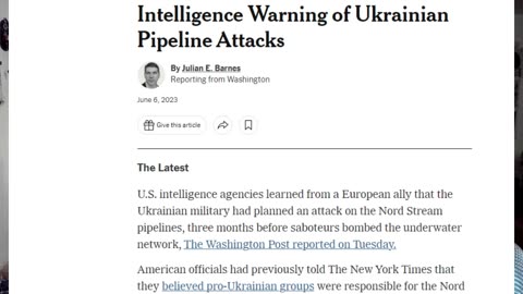 Americans Were Aware of Intelligence Warning of Ukrainian Pipeline Attacks