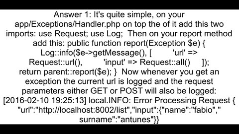 Error log on Laravel 5 with the URL where error occurred