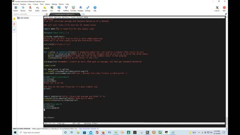 Calculating Average and Standard Deviation from a data set using python and mobaxterm